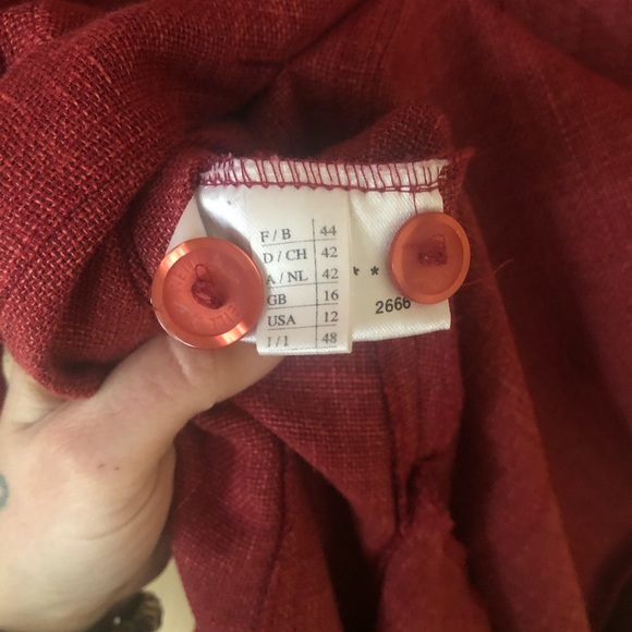 Weill Paris Cranberry Button Down Dress Linen Blen - Picture 7 of 9